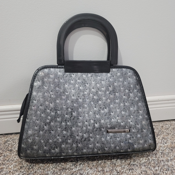 Vintage Grey Snakeprint Satchel Handbag - Picture 1 of 6